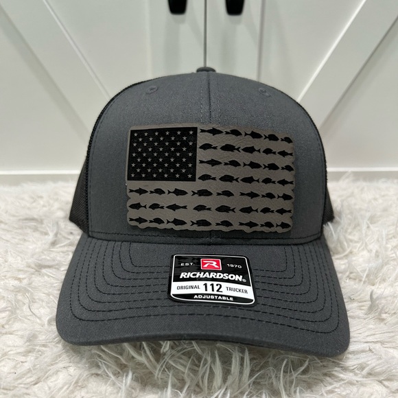 Laser engraved American flag fish. Richardson 112 trucker hat. - Picture 2 of 2
